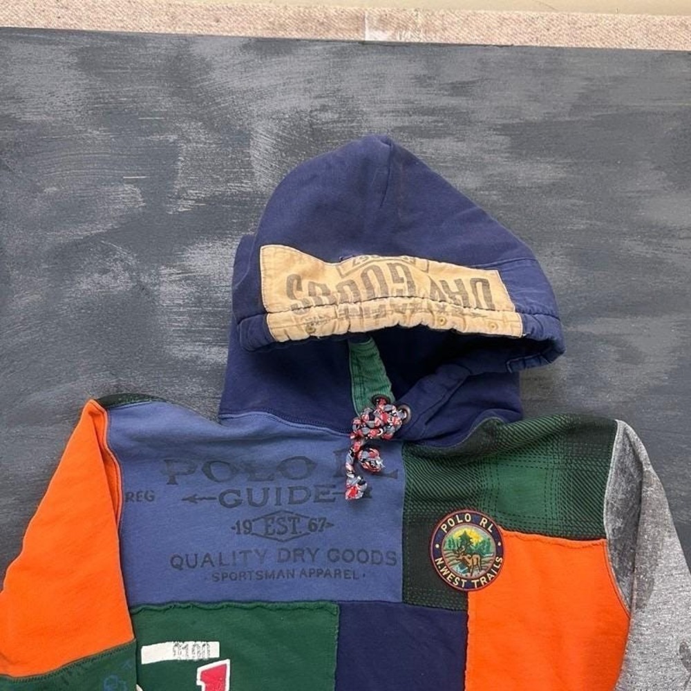 Polo Country Patchwork Hoodie Mens Medium Patchwork Ralph Lauren - Picture 2 of 11